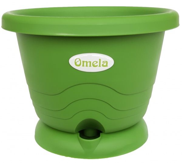 Горщик пластиковий круглий оливковий 