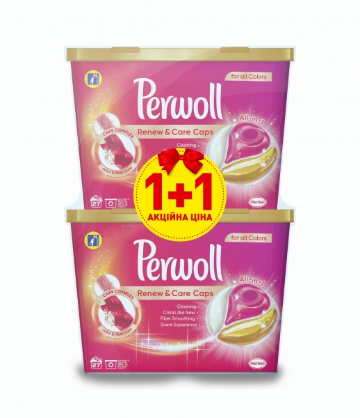 Капсулы для машинной стирки Perwoll Renew&Care (Colors) 27 шт. + 27 шт. 