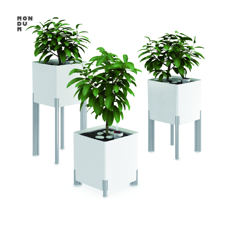 Горщик пластиковий Mondum Медітеранео 40x45x36 см (ніжки коричневі/ срібні) квадратний 36 л білий 