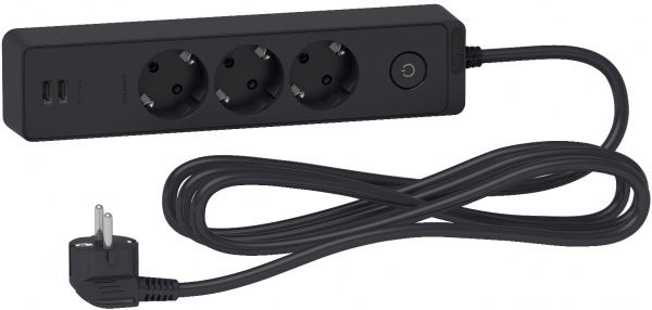 Удлинитель Schneider Electric с заземлением 3 гн. черный 3 м ST943U3B 