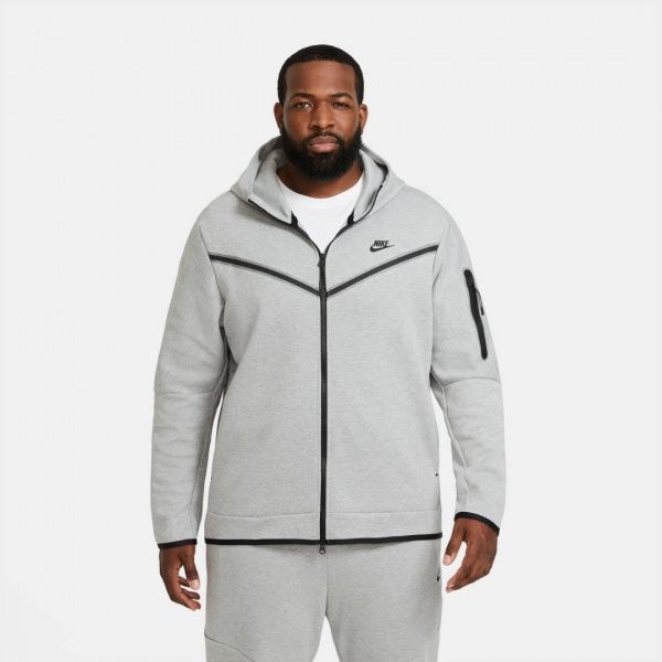 Джемпер Nike M NSW TCH FLC HOODIE FZ WR CU4489-063 р. XL сірий меланж