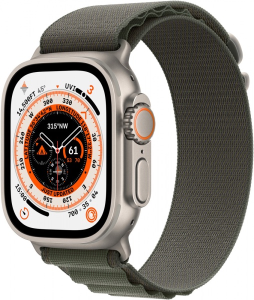 Смарт-годинник Apple Watch Ultra GPS + Cellular, 49mm Titanium Case with Green Alpine Loop -Medium