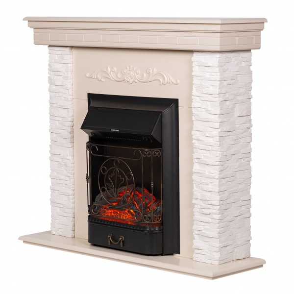 Каминокомплект ASTRA FLAME Марсель white + INVER BLACK
