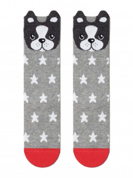 Гольфы детские для девочек Conte-Kids TIP-TOP (мордашки) 19С-141СП 042 р.16 серый 