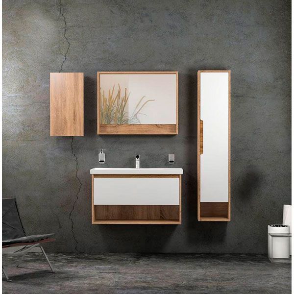 Тумба підвісна ScandiSPA Edda севілья з умивальником Frame 80 см