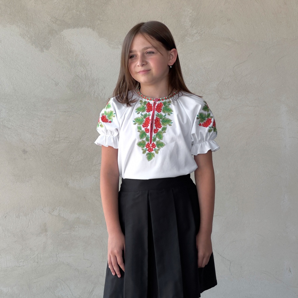 Вышиванка для девочек Эдельвика Калина р.116 белый 263-25/09