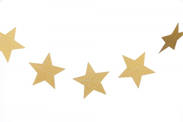 Гирлянда 18 звезд с картона в ассортименте 2,5 м 