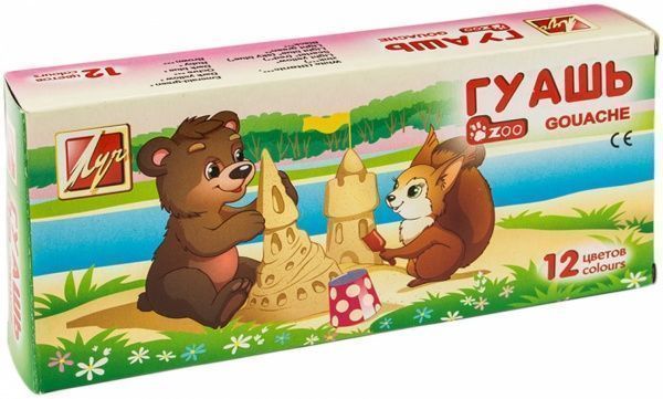 Гуаш 12 кольорів 15 мл 20С1356-08 Зоо Міні Луч