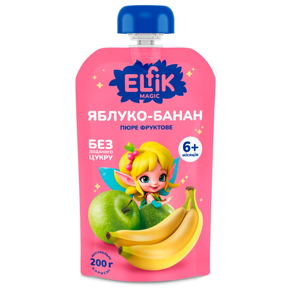 Пюре фруктовое Elfik Яблоко-банан Magic 200 г