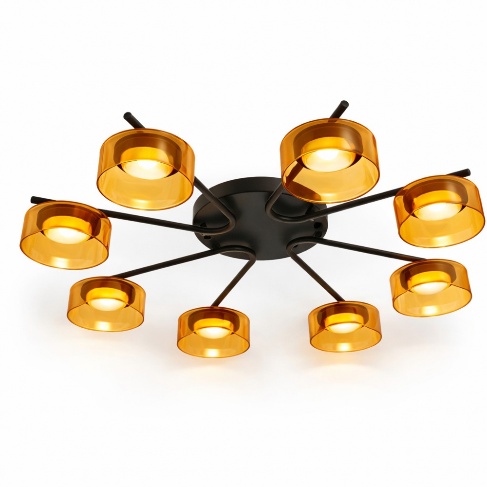 Люстра стельова LIGHT SET DUSHA MS228 8x12 Вт GX53 чорний із бурштиновим