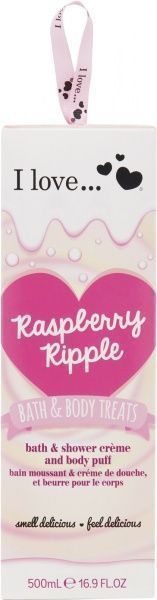 Косметичний набір I love Гель для душу та мочалка Малинове морозиво