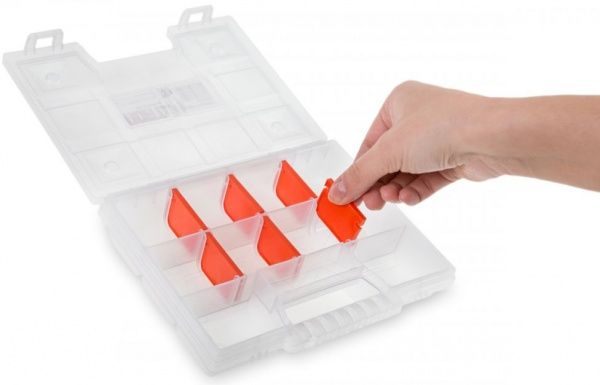 Органайзер для мелких деталей для метизов Prosperplast прозрачный (195x155x35) 10 секций (NORT08) 8