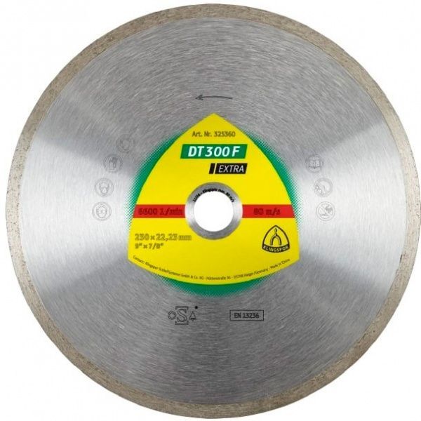 Диск алмазний відрізний Klingspor EXTRA DT300F 20025,4/30 230x22,2 кераміка, плитка, плитка