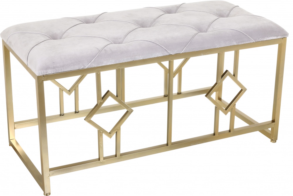 Банкетка La-Graf 900х420х460 мм светло-серый/золотой (A-017)