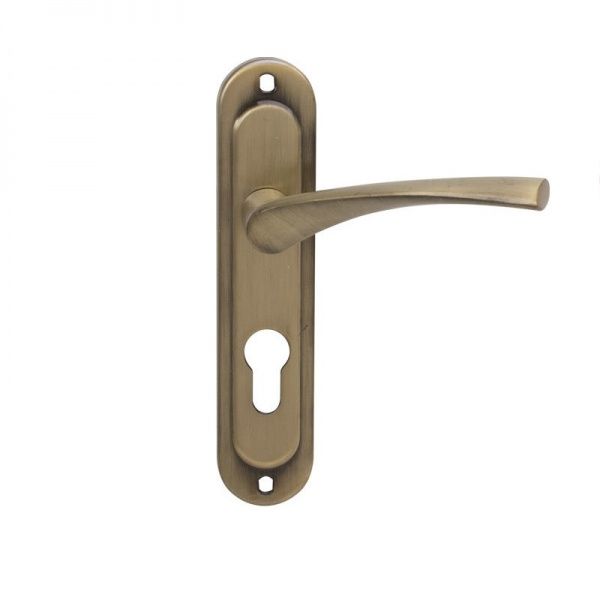 Замок врізний з ручками сувальдний Bruno 55 мм антична латунь без петель