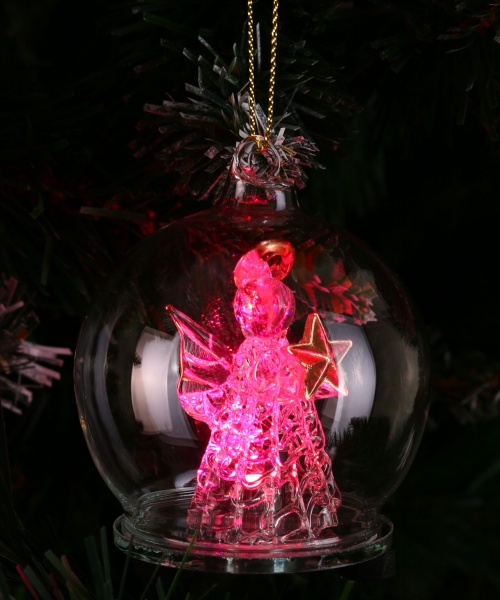 Ялинкова іграшка у формі кулі з підсвічуванням 6 см 