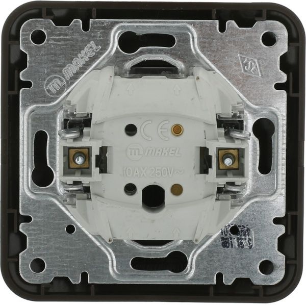 Вимикач одноклавішний Makel Lillium Natural без підсвітки 10 А 250В коричневий