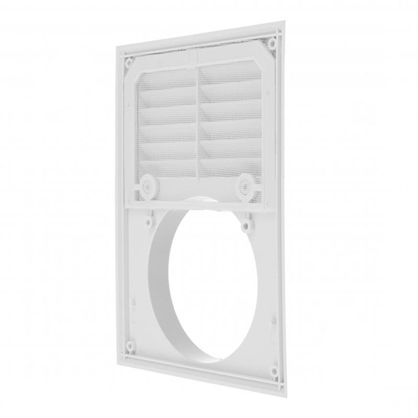 Решетка для вентиляции MiniMax с сеткой против насекомых 240 х 180 d120 мм (1516) пластик белый 