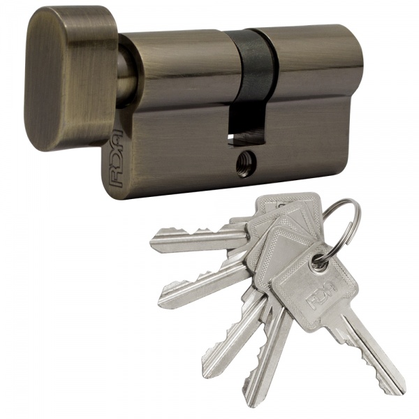Циліндр RDA цинк 30x30 ключ-вороток 60 мм антична латунь