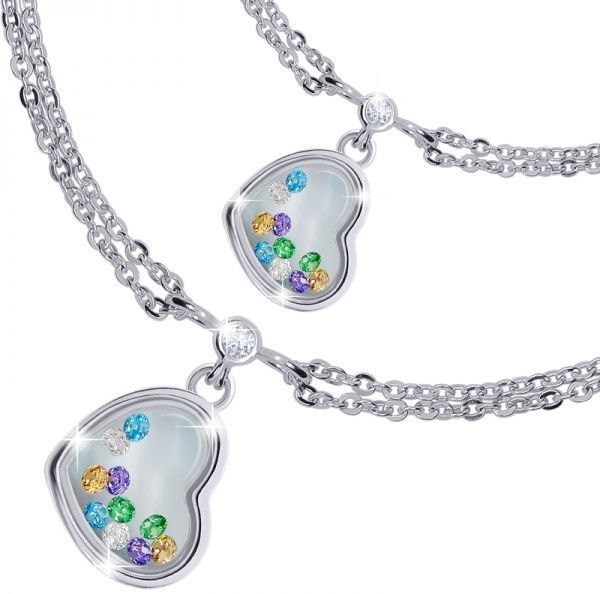 Браслет на ланцюжку UMa&UMi Серце мале з рухливими багатобарвними вставками