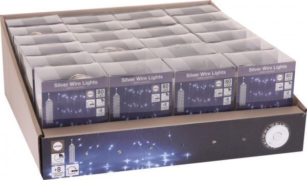 Електрогірлянда холодний білий вбудований світлодіод (LED) 80 ламп 4,1 м