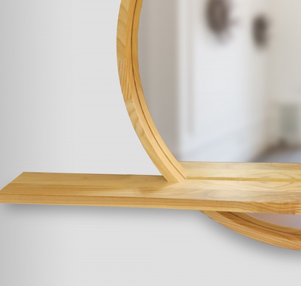 Зеркало с полкой Luxury Wood Sunset ясень натуральный D600 мм 