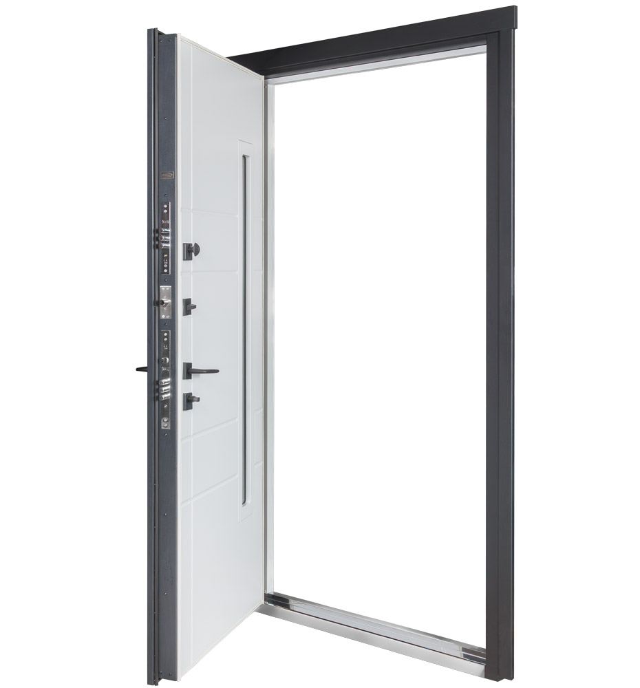 Дверь входная Булат Термо Хаус 705 темный антрацит / белый атласный 2050x950 мм левая