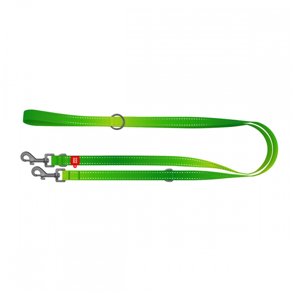 Повідець-перестібка Waudog Nylon Mono світловідбивний М Ш20 мм Д300 см салатовий