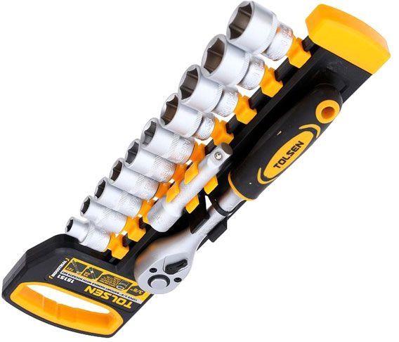 Набор ручного инструмента Tolsen торцевых с трещоткой 12 шт. 15151