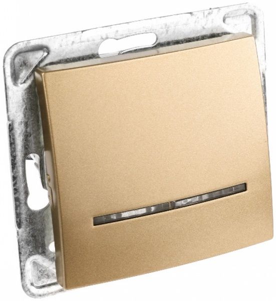 Вимикач одноклавішний Ospel Impresja з підсвіткою 16 А 250В IP20 золотий