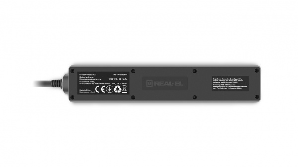Фильтр-удлинитель Real-el RS-Protect M с заземлением 5 гн. черный 3 м