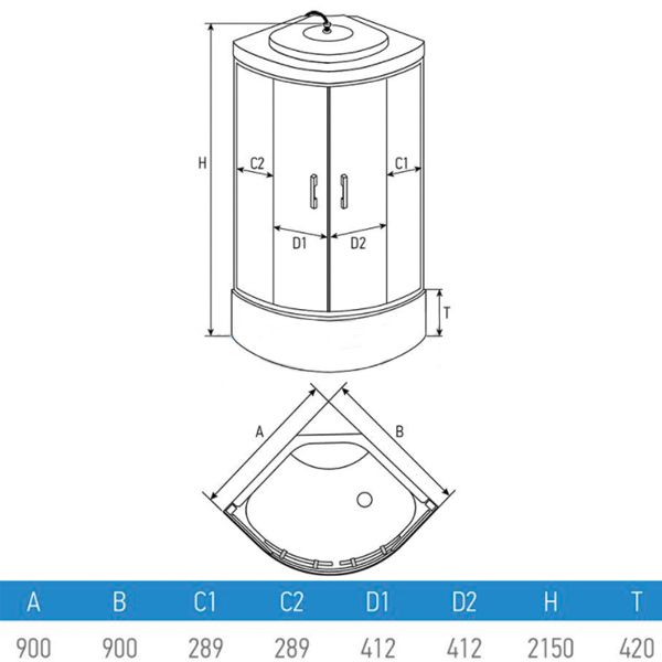 Гидромассажный бокс Erlit ER 4509TP-C4 90x90