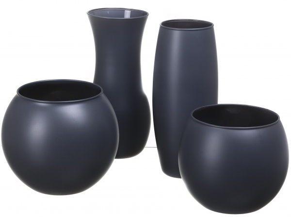 Ваза стеклянная Soft шар 16 см серая 