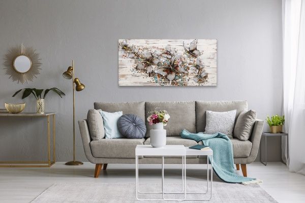 Картина Метелики пастельні 64x130 см 