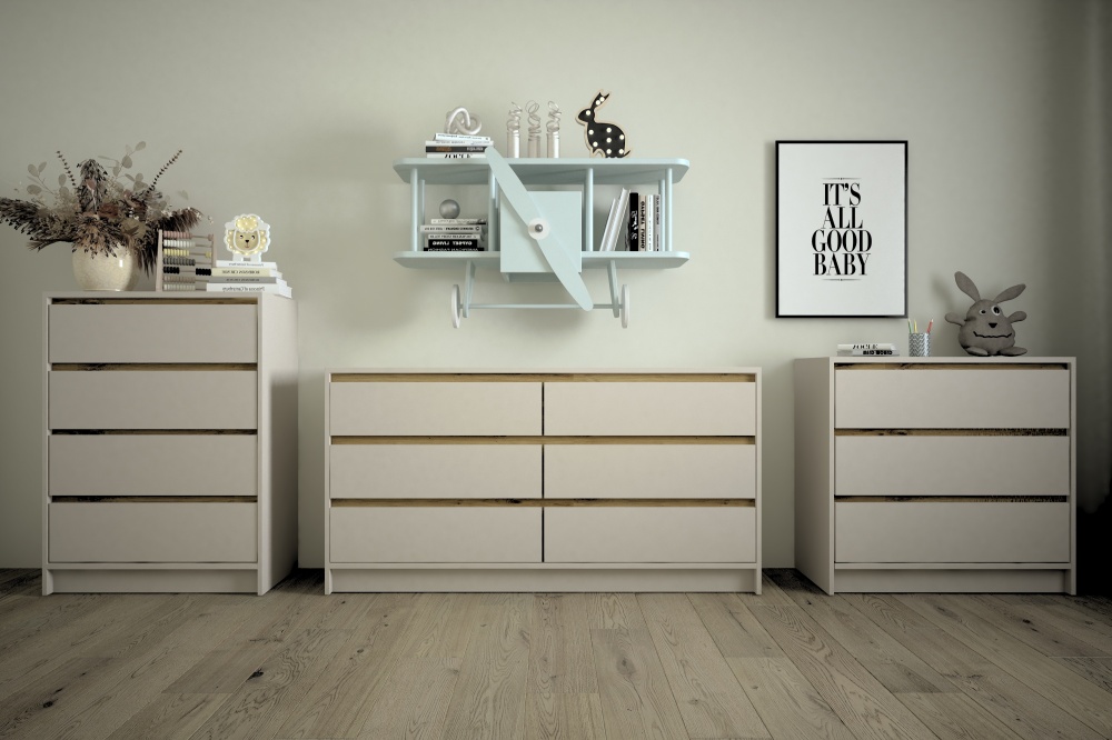 Комод Lion 3 6ш Бергамо 1600x430x860 мм кашемір/дуб артізан