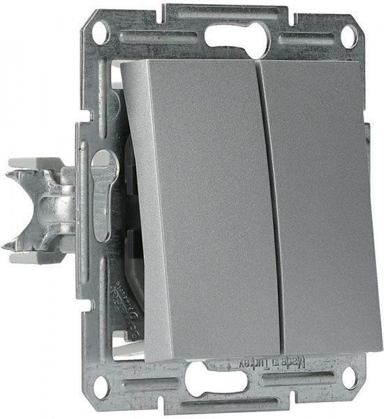 Перемикач прохідний двоклавішний Schneider Electric Asfora 10 А 250В IP20 алюміній EPH0600161