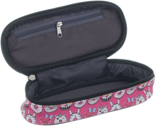 Пенал-бокс Три пончики чорний із рожевим