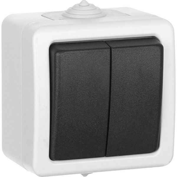 Вимикач вологозахищений двоклавішний Титан без підсвітки 10 А 220В білий 88620