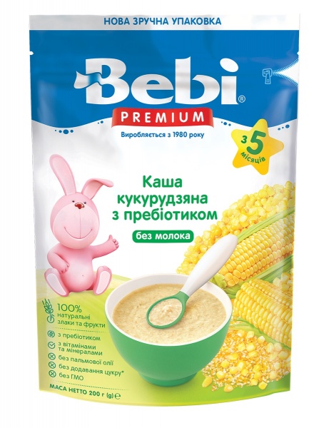 Каша безмолочна Bebi від 5 місяців Premium Кукурудзяна з пребіотиком 200 г 