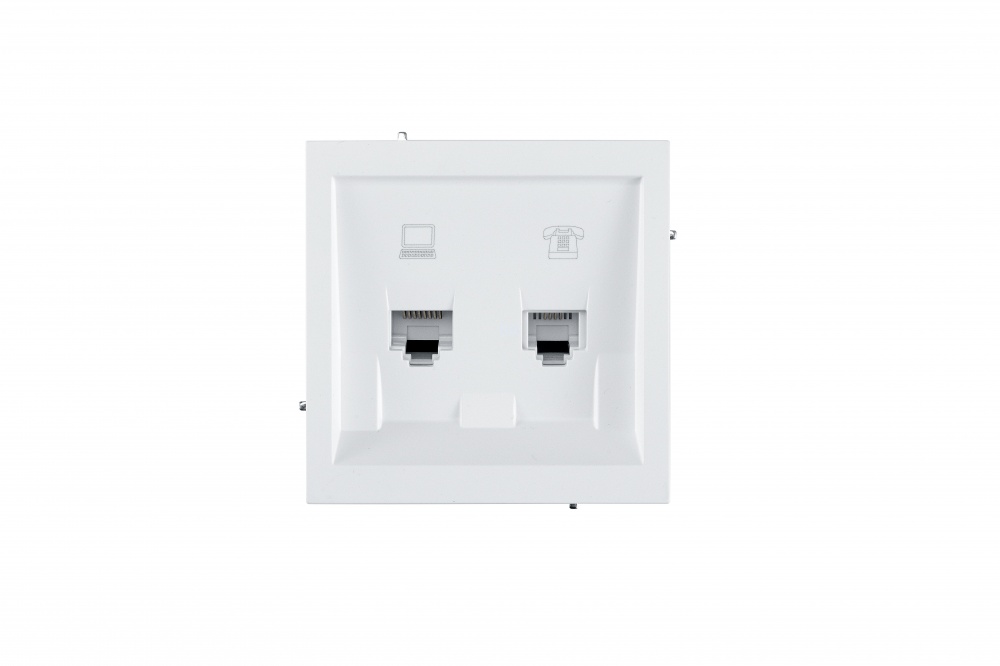 Механізм розетки комп'ютерна + телефонна HausMark Juna IP20 білий матовий 7041-0988-143