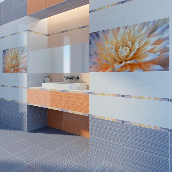 Плитка Golden Tile Fiori блакитна И93053 250х400 мм 2 гатунок