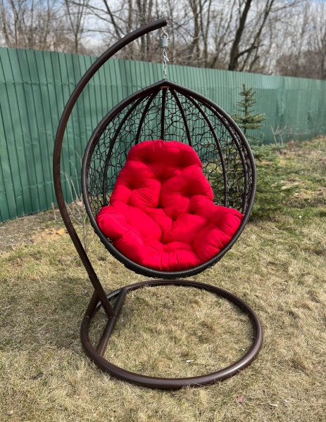 Кресло подвесное GreenGard Наоми 101 коричневый + подушка красная