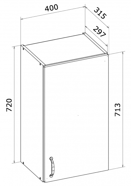 Шкаф верхний МС Мэри В 40х72х31,5 см дуб платиновый/белый Грейд