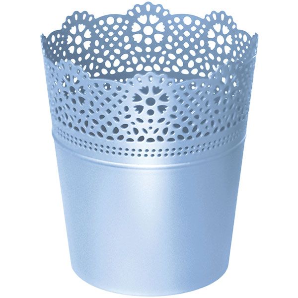 Кашпо пластикове Prosperplast Lace круглий 4,7л небесно-блакитний (78977-658) 