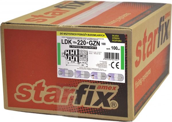 Дюбель для теплоізоляції LDK/GZN з нейлоновим стрижнем 10x140 мм 100 шт. AMEX