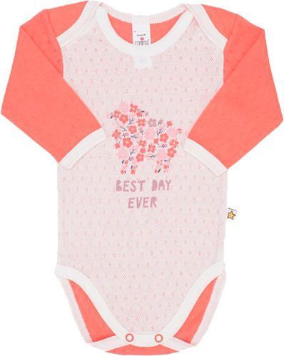 Боди детское ТМ Софія с накатом Цветочки р.68 белый с коралловым 181168 