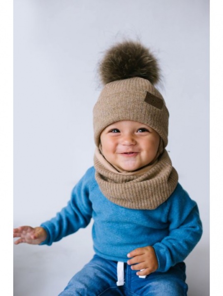 Комплект шапка + снуд для мальчиков Dembo House Гоги р.48 бежевый 22.01.006 