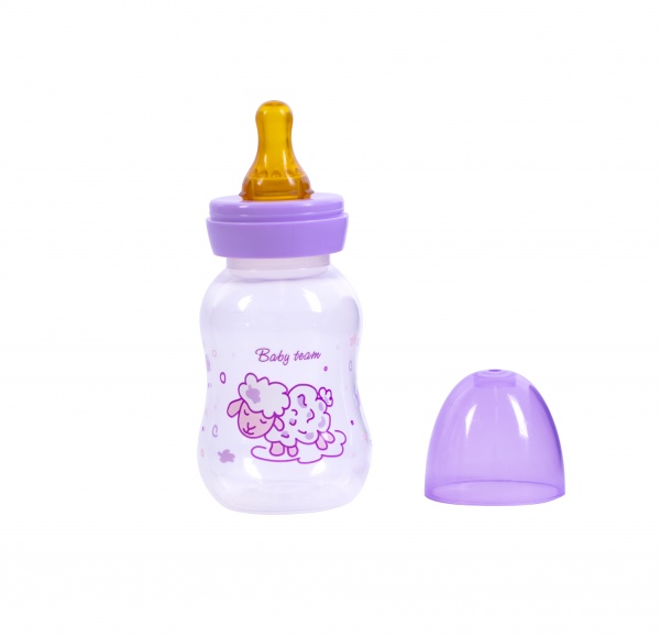 Пляшечка Baby Team з латексною соскою в асортименті 125 мл