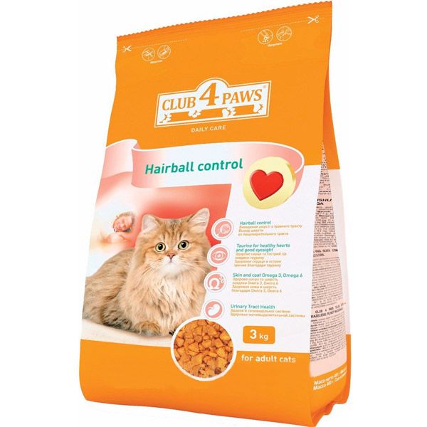 Корм Клуб 4 лапи з ефектом виведення шерсті 3 кг