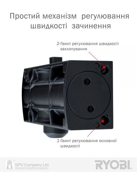 Доводчик дверний RYOBI 1200 D-1200 сірий антрацит 80 кг